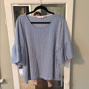 Calvin Klein Blue Striped Women's Top